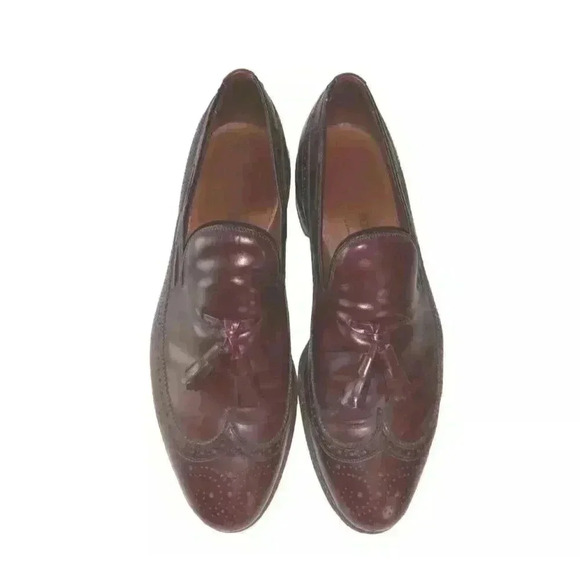 Allen Edmonds Burgundy Berwick 8877 Wingtip Tassel Loafers Dress Shoe Size 11 C - Picture 2 of 10